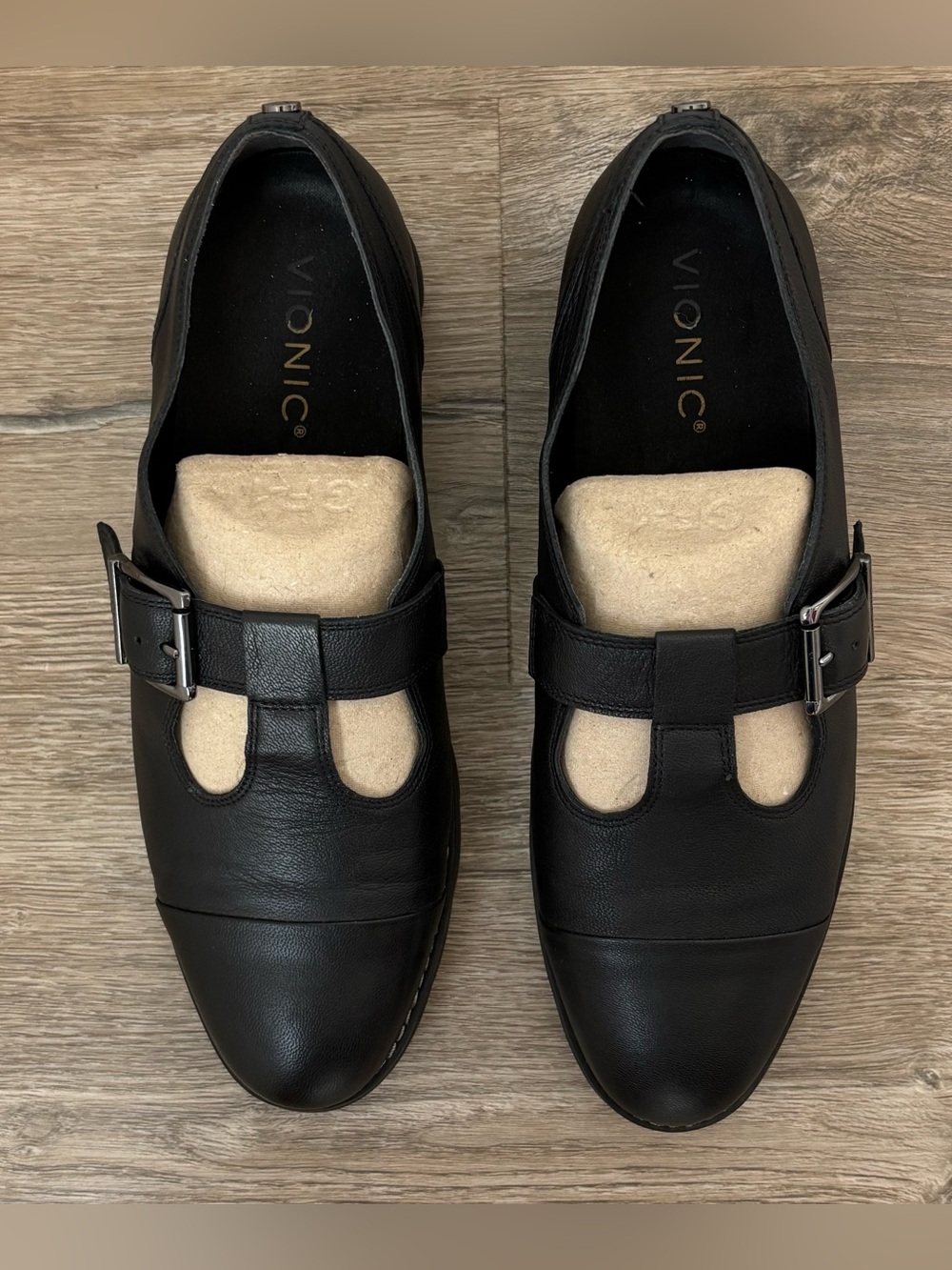 Vionic Carmen Black Leather Mary Jane Shoes Flats Size 9 - Picture 5 of 14